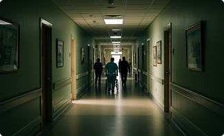 Modern hospital hallway